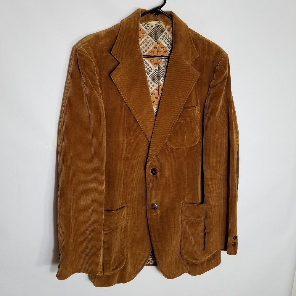 Richman Brothers Jacket Men's 39 Corduroy Brown Sports Coat Cotton Vintage